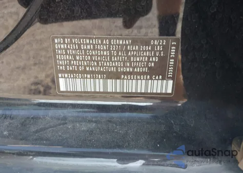 2023 Volkswagen Gti 2.0T Se from USA, damaged, VIN WVW2A7CD1PW117817